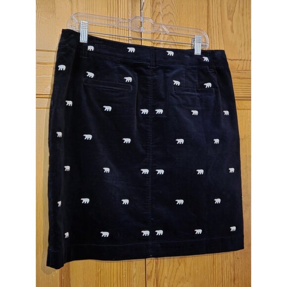 Talbots Womens Skirt 10 Navy Blue Embroidered Polar Bear Velvet Stretch - Picture 10 of 13